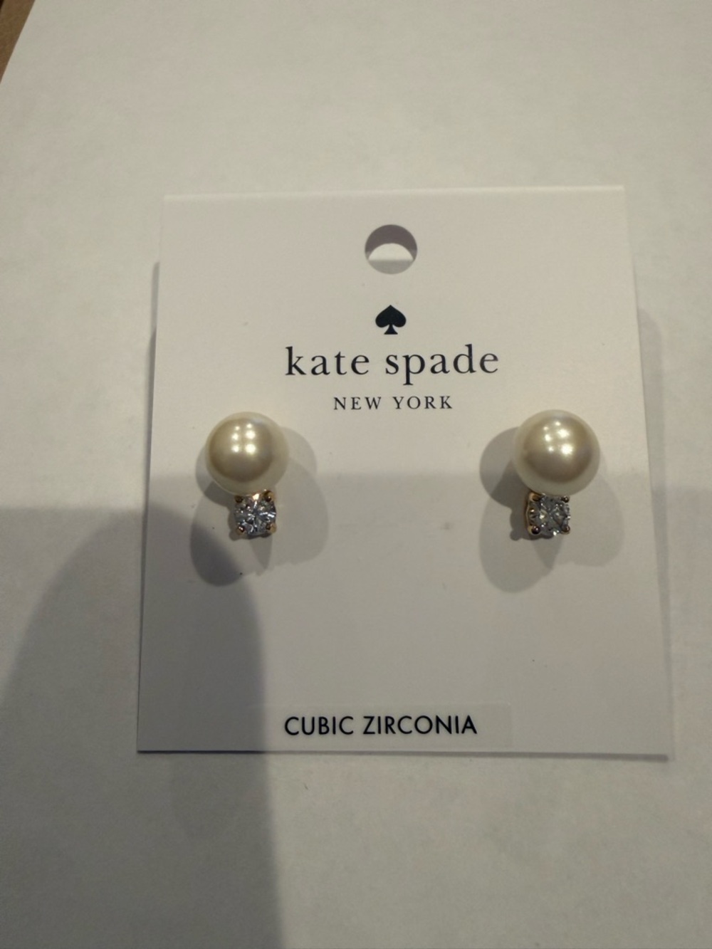 kate spade Gold and Cream Pearl Double-Sided Stud Earrings